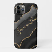 Zwart-gouden faux Glitter Agate Case-Mate iPhone Case (Achterkant)