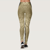 Zwart-gouden Floral - Geometrisch design Leggings (Achterkant)