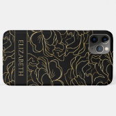 Zwart Gouden Florale Gepersonaliseerde Case-Mate iPhone Case (Achterkant (horizontaal))