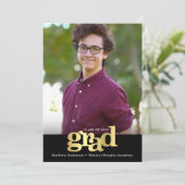 Zwart gouden folie afstuderen foto moderne typogra aankondiging (Staand voorkant)