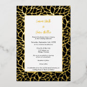 Zwart Gouden Folie bladeren Bruiloft Uitnodiging K (Voorkant)