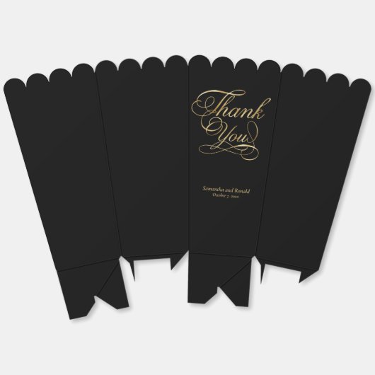 Zwart & Gouden Folie Dank u Kalligrafie Trouwen Bedankdoosjes (Ongevouwen)
