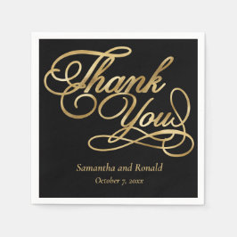 Zwart & Gouden Folie Dank u Kalligrafie Trouwen Servet