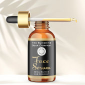 Zwart & Gouden Folie Gezicht Serum Fles Label w / 