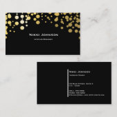 Zwart Gouden Folie Glam Confetti Stippen Visitekaa Visitekaartje (Voorkant / Achterkant)