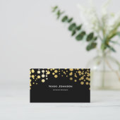 Zwart Gouden Folie Glam Confetti Stippen Visitekaa Visitekaartje (Staand voorkant)