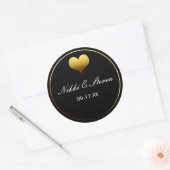 Zwart & Gouden Folie Hart Ronde Sticker Label Favo (Envelop)
