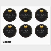 Zwart & Gouden Folie Hart Ronde Sticker Label Favo (Vel)