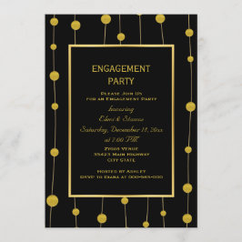 Zwart, gouden folie kralen bruiloft verlovingsfees kaart