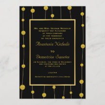 Zwart, gouden folie kralen en lijst modern bruilof