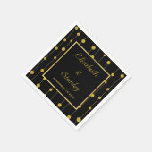 Zwart, gouden folie kralen en lijst modern bruilof servetten (Hoek)