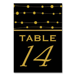 Zwart, gouden folie kralen modern trouwlijstnummer kaart