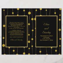 Zwart, gouden folie kralen trouwvouwprogramma