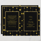 Zwart, gouden folie kralen trouwvouwprogramma (Voorkant / Achterkant)