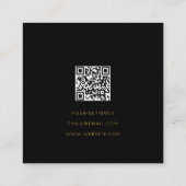 Zwart Gouden Folie Luxe Minimalistische QR Code Vierkante Visitekaartje (Achterkant)