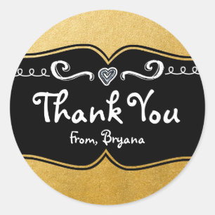 Zwart & Gouden Folie Meisjes Verjaardagsfeestje St Ronde Sticker