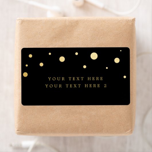 Zwart & Gouden Folie Modern Stippen Party Pakket L Etiket (Insitu)