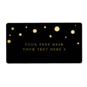Zwart & Gouden Folie Modern Stippen Party Pakket L Etiket (Voorkant)