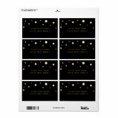 Zwart & Gouden Folie Modern Stippen Party Pakket L Etiket (Full Sheet)