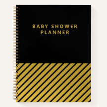 Zwart Gouden Folie Strepen Modern Baby shower Plan