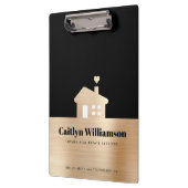 Zwart Gouden Folie Vastgoed Makelaar Huis Klembord (Links)