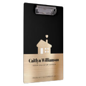 Zwart Gouden Folie Vastgoed Makelaar Huis Klembord (Rechts)