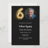 Zwart gouden foto 60ste verjaardag kaart (Voorkant)