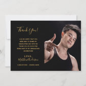 Zwart gouden foto afstuderen dank u kaart (Voorkant)