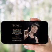 Zwart gouden foto afstuderen dank u kaart