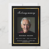 Zwart gouden foto begrafenis programma kaart (Voorkant)