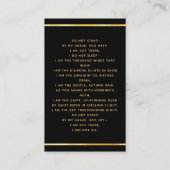 Zwart gouden foto bloemen begrafenis gebedskaart visitekaartje (Achterkant)