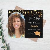 Zwart gouden foto Graduation Party Save the Date