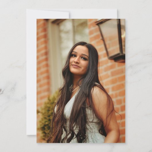 Zwart gouden foto overlay elegant script afstudere kaart (Achterkant)