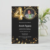 Zwart gouden foto sterren 40e luxe verjaardag kaart (Staand voorkant)