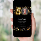 Zwart gouden foto sterren 50ste verjaardag kaart