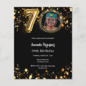 Zwart gouden foto sterren 70e verjaardag uitnodigi (Voorkant)