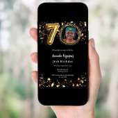 Zwart gouden foto sterren 70ste verjaardag kaart