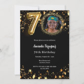 Zwart gouden foto sterren 70ste verjaardag kaart (Voorkant)