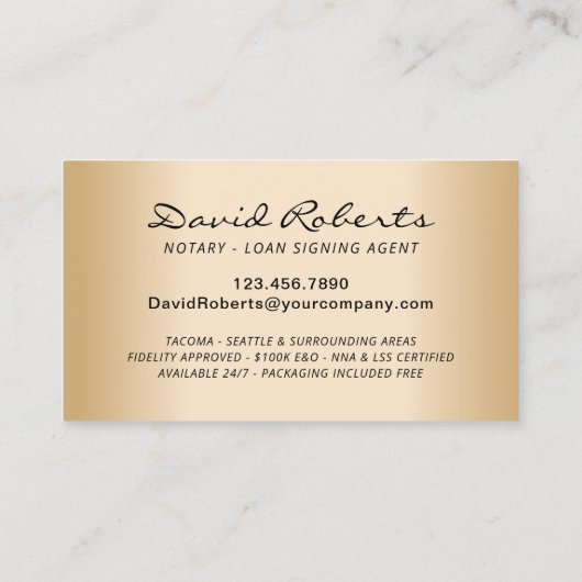 Zwart gouden foto van Notaristekenaar Professional Visitekaartje (Achterkant)