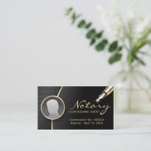 Zwart gouden foto van Notaristekenaar Professional Visitekaartje (Staand voorkant)