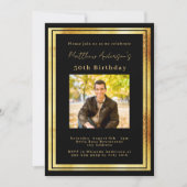 Zwart gouden foto verjaardag kaart (Voorkant)