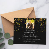 Zwart gouden foto verjaardag save the date card