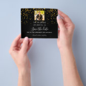 Zwart gouden foto verjaardag save the date flyer (Hand)