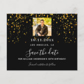 Zwart gouden foto verjaardag save the date flyer (Voorkant)