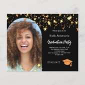 Zwart gouden fotoboog afstudeerfeest uitnodiging (Voorkant)