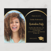 Zwart gouden fotoboog afstudeerfeest uitnodiging (Voorkant)