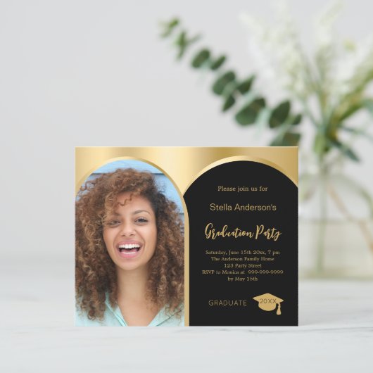 Zwart gouden fotoboog afstuderen 2025 (Staand voorkant)