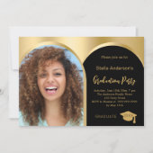 Zwart gouden fotoboog afstuderen 2025 kaart (Voorkant)
