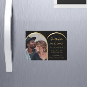 Zwart gouden fotoboog bruiloft Save the Date kaart Magnetische Uitnodiging