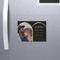 Zwart gouden fotoboog bruiloft Save the Date kaart